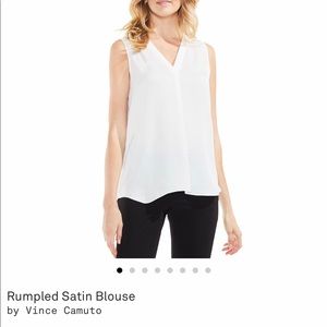 Vince Camuto V-neck Rumpled Satin Tank